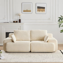 Modern Memory Foam Compressed Sofa,2 Seater Large Sectional Couches for Living Room,Pet-Friendly Cloud Modular Sectional Sofa,Corduroy Fabric,Extra Deep Loveseat,No Assembly required, Beige
