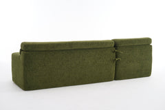 105' Modula Compression Sponge L-Shaped, Chesterfield-Inspired Design, No-Assembly Chenille Couch, 30D High-Density for Living Room, Bedroom, Apartment.Green.