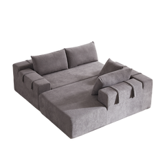 Modern Chenille Upholstered Sectional Sofa Couch Set,Modular 108' L Shaped Sectional Living Room Sofa Set With 6 Pillows,Free Combination Sofa Couch for Living Room,Bedroom(Right Chaise)W834P240002