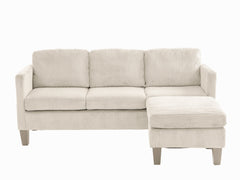 L-Shaped Sofa with Padded Corduroy: Multi-functional Design, Modern Luxury Appearance - Ideal for Living Rooms, Apartments - Easy Assembly & Maintenance,off-white