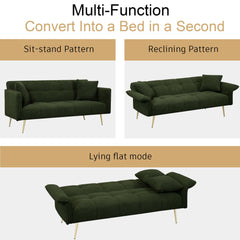 70.1 'futon sofa bed, convertible double sofa bed with folding armrests for living rooms and small Spaces