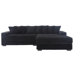 [NEW ARRIVED] [VIDEO PROVIDED] Oversized Two-Piece  Couches,  L Shaped Sofa, Corduroy, Right Chaise Daybed,with Armrests,Eight Throw Pillows,Corner Sofa,Easy To Assemble,  Black