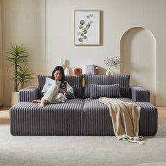 87' Oversized Sectional Lounge Chaise ,No Assembly Required,Cloud Plush Loveseat with Reclining Sofa Bed,Fluffy Modern Sleeper Chair for Indoor Living Room Bedroom