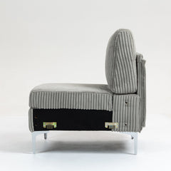 Modular Sectional Sofa Armless Seat Module, Corduroy Accent Chair with Back Cushion, Gray