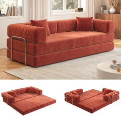 78.8inch  Modular Sectional Sofa, Convertible Pudding Block Sofa, Floor Standing Sofa Bed Arm Comfort Sofa Bed, Compression Sofa for Living Room and Bedroom -  (Orange)