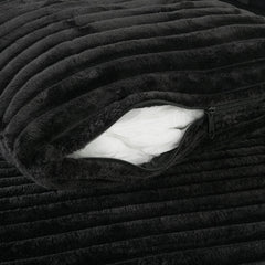 Modern Black Corduroy Chaise Lounge Sofa Bed with Removable Pillows, 48.8' Upholstered Sleeper Sofa