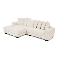 Corduroy Tufted Upholstered Sleeper Sectional Sofa, L-Shaped Modular Convertible Sofa , Can freely change the position of the footrests-Beige(Assembly is required)