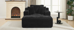 Modern Black Corduroy Chaise Lounge Sofa Bed with Removable Pillows, 48.8' Upholstered Sleeper Sofa
