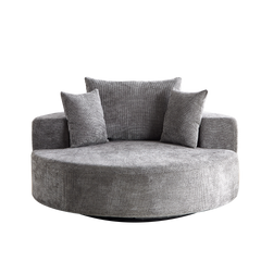 55''L Chenille Foam Single Swivel Chair, Fluffy Modern Sleeper, 360 Degree Swivel Chair for Living Room, Bedroom, Lounge and Projection Room