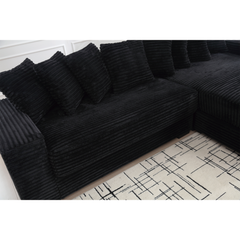 [NEW ARRIVED] [VIDEO PROVIDED] Oversized Two-Piece  Couches,  L Shaped Sofa, Corduroy, Right Chaise Daybed,with Armrests,Eight Throw Pillows,Corner Sofa,Easy To Assemble,  Black
