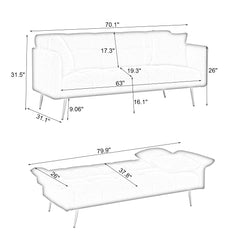 70.1 'futon sofa bed, convertible double sofa bed with folding armrests for living rooms and small Spaces