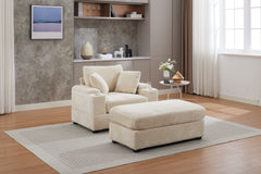 [VIDEO/New]Corduroy Upholstered Chaise Lounge Sofa with Handrail storage ,Movable ottoman,Cupholders,Detachable Cushions Deep Seat for Living Room Office,3 colour