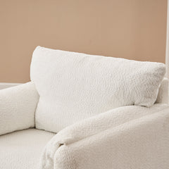 002 Fixed-Modern Accent Chair Single Seater - Plush Chenille Lounge Chair with High-Resilience Cushion, Compact Reading Chair for Living Room, Bedroom, Dorm Room & Apartment-Armchair, Ivory White