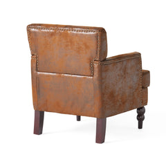 Vitality Club Chair with Button-tufted Diamond Stitching and Turned Legs, Brown