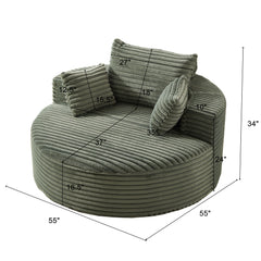 55''L Corduroy Sponge single sofa,No Assembly Required,Fluffy Modern Sleeper Chair for Living room, Bedroom, Lounge and Projection Room(Not a swivel chair.)