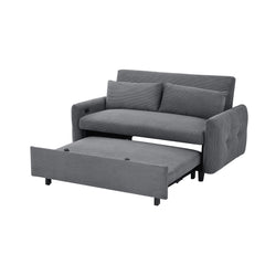Modern Convertible Pull-out Sofa Bed with USB Ports, Dark Grey Corduroy, 57.48'