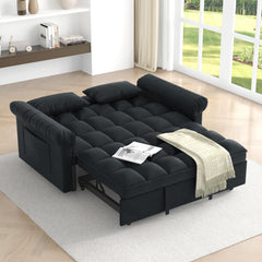 Loveseats Sofa Bed with Pull-out Bed,Adjsutable Back-Black
