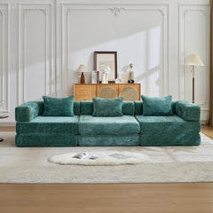 Compression Sofa,Convertible Floor Sofa Bed with Fixed-Shape Frame, Boneless Modular Sectional Sofa,No Assembly Required,Chenille fabric,for Living Room Bedroom,Dark Green