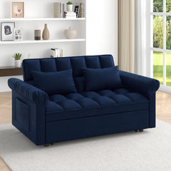 Loveseats Sofa Bed with Pull-out Bed,Adjsutable Back-Blue