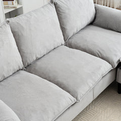 Convertible Combination Sofa, Sofa L-Shaped, Sofa with Footstools with Storage, Beige Sofa for Living Room, Living Room/Bedroom/Office/Small Space 3-Seater Combination Sofa - Beige