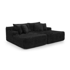 Two-seater lazy sofa lounge chair,Compressed sofa no assembly required, made of velvet fabric, fluffy modern lounge chair, used for indoor living rooms and bedrooms-Black
