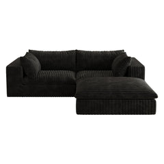 39.8' Cloud Sofa,Corduroy Fabric,Deep Seat Couches,Double-layer design,Removable  Cushion,No Assembly, DIY Combination for Living room, Bedroom,Conference room ,Apartment,Black