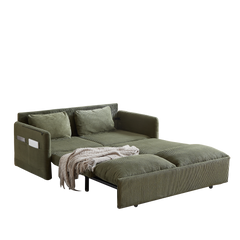 MH'' 64.5 Inch Sleeper Sofa Bed  3-in-1 Adjustable Sleeper with Pullout Bed   2 Pillows and Side Pockets  Soft Corduroy Convertible Sleeper Sofa Bed for Living Room Bedroom Apartment Office