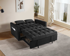 Pull Out Couch Bed-3 in 1 Convertible Sofa Bed, Upgraded wear-resistant suede fabric  Sleeper Chair Bed, Lounge Sleeper Sofa with Pullout Sofabed for Small Space Apartment Bedroom Living Room