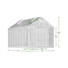 [10x16FT] Extra Large Heavy Duty Backyard Polycarbonate Aluminum Greenhouse With Sliding Doors And Vents (SAK97526)