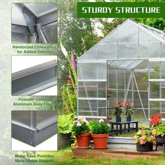 [10x16FT] Extra Large Heavy Duty Backyard Polycarbonate Aluminum Greenhouse With Sliding Doors And Vents (SAK97526)