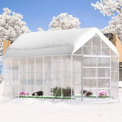 [10x16FT] Extra Large Heavy Duty Backyard Polycarbonate Aluminum Greenhouse With Sliding Doors And Vents (SAK97526)