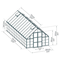 [10x24FT] Premium Heavy-Duty Polycarbonate Walk-In Greenhouse W/ Aluminum Frame & Built-In Gutter System (SAK58472)