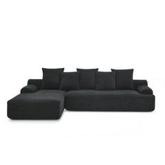 110.25x67'' Modern Upholstered L-Shape Sectional Sofa Couch, Modular Compressed Sofa with Free Combination for Living Room Bedroom, Melange Velvet, Black
