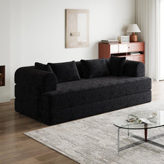 78.7-Inch Convertible Sleeper Sofa Bed with Cylindrical Pillow, Chenille Folding Mattress Couch with ,Folding Sofa Bed with Side Pocket, Floor Sofa Lounge Couch for Living Room Bedroom Lounge Studio