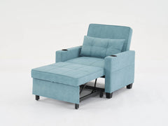 Futon Chair Bed Convertible Chair 3-in-1 Pull Out Sleeper Chair Beds with USB Ports,Wear-resistant and Anti-scratch,  Armchair Bed Sleeper for Living Room (Green Scratch Cloth)