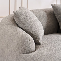 Boneless L-Shape Sectional Sofa with Curved Chaise,Grey Modular Chenille Compression Couch,30D High-Density Foam,Minimalist Modular Couches Sleeper for Living Room Bedroom Apartment Lounge.