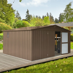 [11X12FT] Outdoor Backyard Storage Metal Shed With Galvanized Steel Frame, Windows, And Lockable Doors (SAK60167)