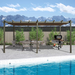 [11X20FT] Premium Outdoor Retractable Aluminum Pergola Gazebo With Weather-Resistant Canopy (SAK54612)