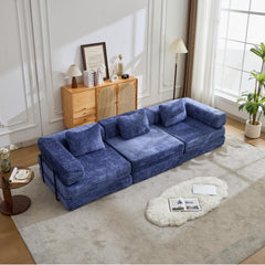 Compression Sofa,Convertible Floor Sofa Bed with Fixed-Shape Frame, Boneless Modular Sectional Sofa,No Assembly Required,Chenille fabric,for Living Room Bedroom,Dark Blue