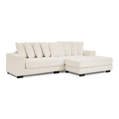 Corduroy Tufted Upholstered Sleeper Sectional Sofa, L-Shaped Modular Convertible Sofa , Can freely change the position of the footrests-Beige(Assembly is required)