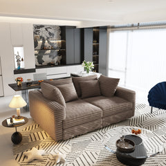 102.4 'Plush Corduroy 4-Seat Sofa,Modern Comfy Upholstered Sofa Cloud Couch,Deep Seat Couches with Soft Pillows and Movable Ottoman,Convertible Sofa Lounge Chair,for Living Room,Apartment,Office,Camel