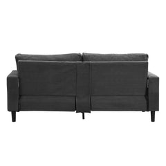 Modern Upholstered 74' High Resilience Three Seater Sofa, Dark Gray Corduroy with Wooden Frame