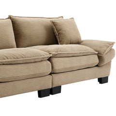 Corduroy Sofa Sleeper Couch Loveseat Sofa with Pillows Comfy Upholstered Deep Seat Sofa for Bedroom,Living Room,Apartment,Office,Dorm-Khaki Corduroy