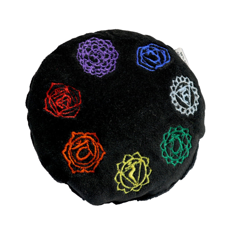 Rare Earth Gallery Black Velvet Embroidered Round Cushion - 7 Chakra Csh07-XZP