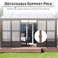 [12x16FT] Extra Large All-Season Outdoor Wall-Mounted Sunroom Solarium With Detachable Polycarbonate Windows And Lockable Sliding Doors (SAK97835)