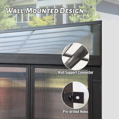 [12x16FT] Extra Large All-Season Outdoor Wall-Mounted Sunroom Solarium With Detachable Polycarbonate Windows And Lockable Sliding Doors (SAK97835)
