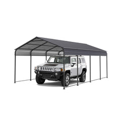 [12X20FT] Heavy Duty Metal Carport With Galvanized Steel Roof For Car, Boats And Trucks, Gray (SAK95562)