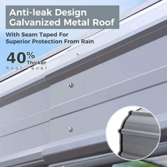 [12x25FT] Heavy Duty Extra Large Multi Vehicle Carport Kit With Galvanized Steel Roof (SAK37514)