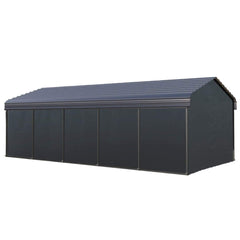 [12x25FT] Heavy Duty Extra Large Multi Vehicle Carport Kit With Galvanized Steel Roof (SAK37514)