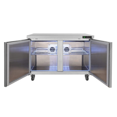 12.9 Cu.Ft 2-Door Commercial Stainless Steel Worktop Undercounter Refrigerator, 48